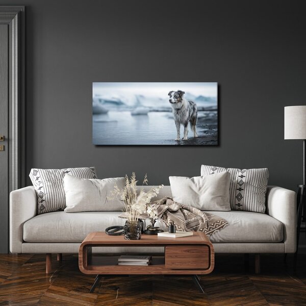 Quadro su tela – Paesaggio innevato con cane
