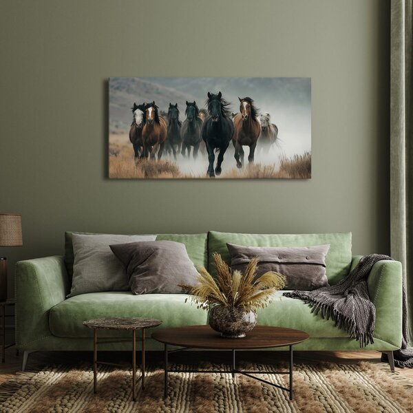 Quadro su tela – Mandria di cavalli in movimento