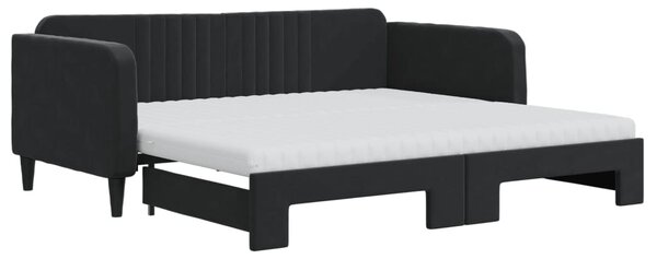 Divano Letto Estraibile con Materassi Nero 90x190 cm Velluto
