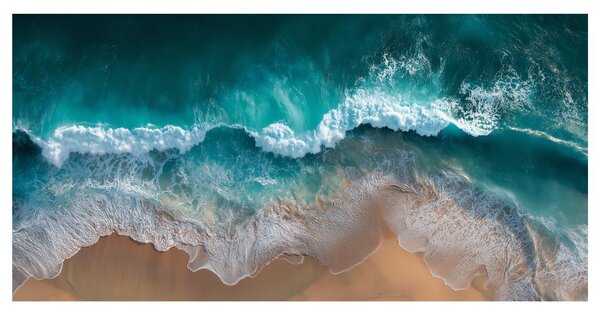 Quadro su tela – Schiuma oceanica e costa sabbiosa
