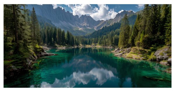 Quadro su tela – Riflesso delle montagne nel lago