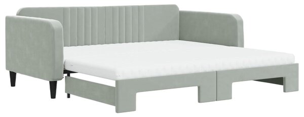 Divano Letto Estraibile Materassi Grigio Chiaro 100x200 Velluto