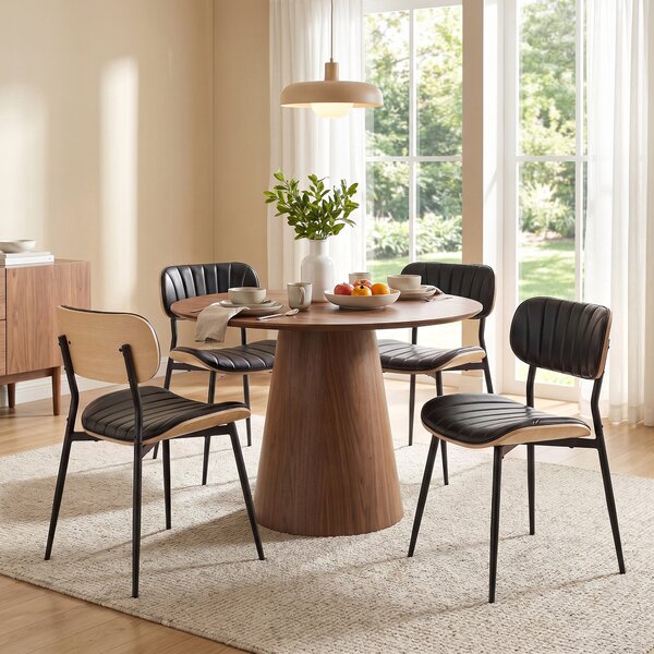 HOMCOM Set 2 sedie da pranzo in PU con schienale curvo e seduta imbottita, nero | Aosom Italy