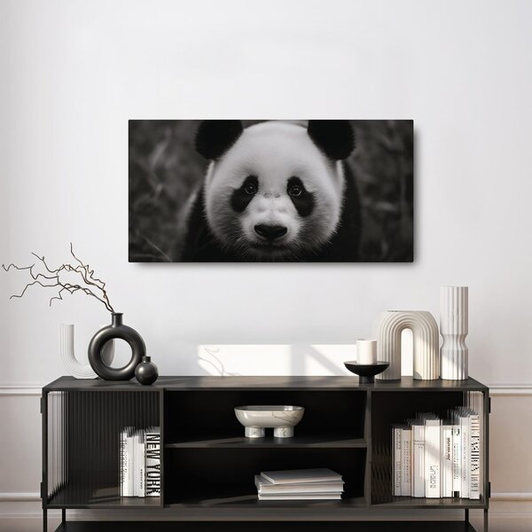 Quadro su tela – Panda bianco e nero sorridente
