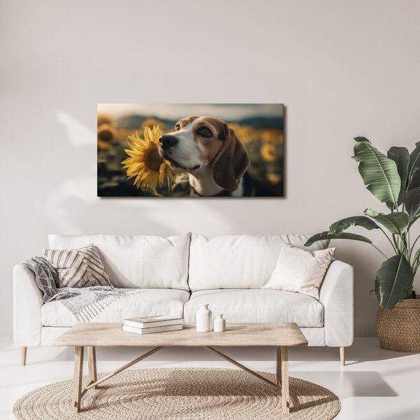 Quadro su tela – Beagle con girasole
