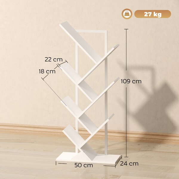 HOMCOM Libreria contenitore ad albero a 7 livelli con struttura in acciaio, bianco | Aosom Italy