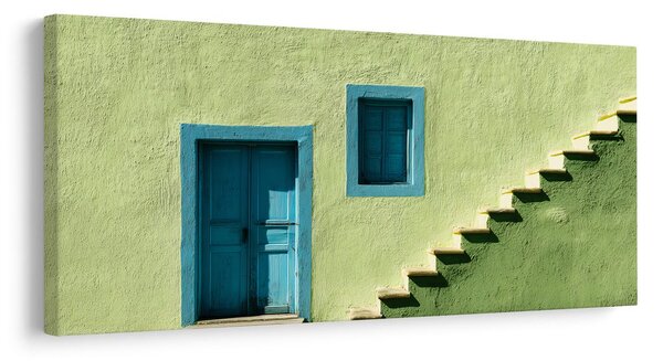 Quadro su tela – Facciata verde con finestra