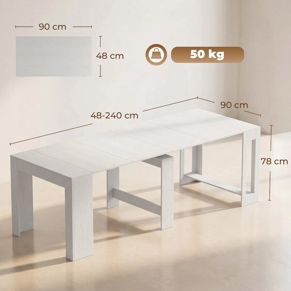 HOMCOM Tavolo Estensibile Convertibile a Console per 10 Persone, Bianco | Aosom Italy