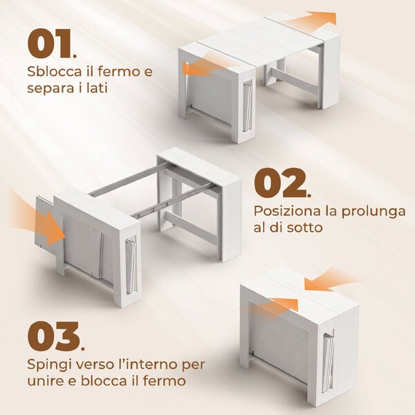 HOMCOM Tavolo Estensibile Convertibile a Console per 10 Persone, Bianco | Aosom Italy