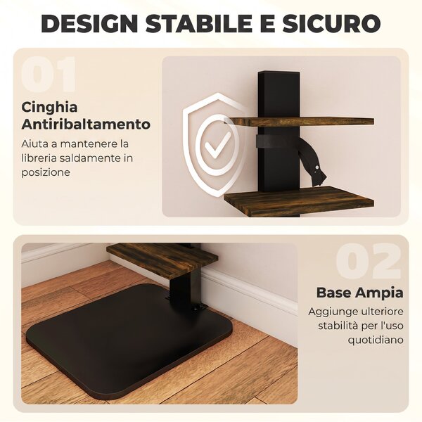 HOMCOM Libreria Torre 11 Ripiani, Scaffale Alto e Stretto Salvaspazio, Marrone Rustico | Aosom Italy