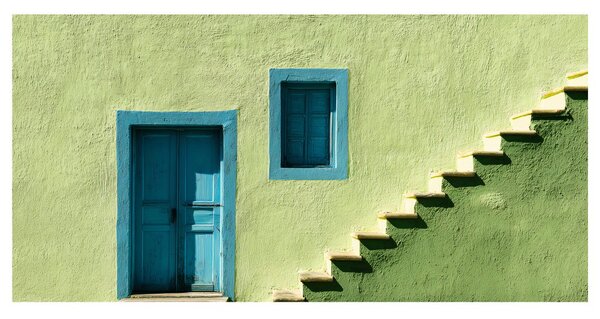 Quadro su tela – Facciata verde con finestra