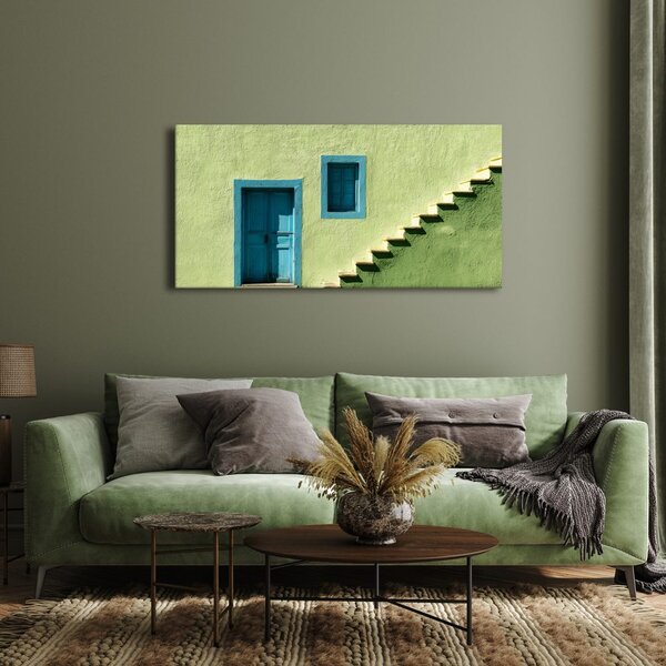 Quadro su tela – Facciata verde con finestra