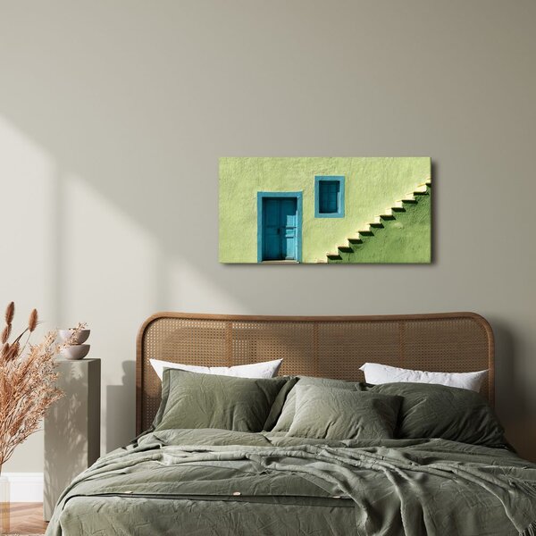 Quadro su tela – Facciata verde con finestra