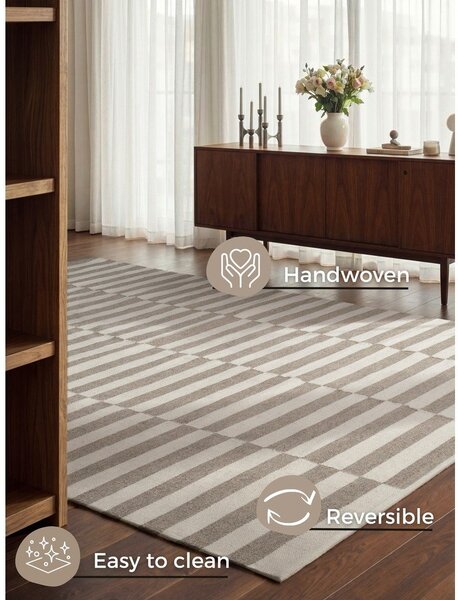 Tappeto bianco/grigio in lana reversibile/tessuto a mano 200x300 cm Vika – Hanse Home