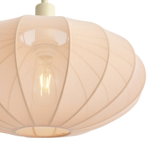Lampada da terra Japandi beige con paralume in tessuto color crema - Bida