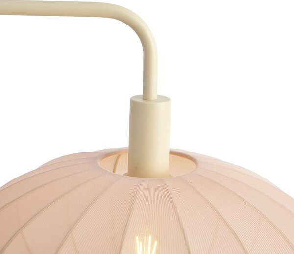 Lampada da terra Japandi beige con paralume in tessuto color crema - Bida