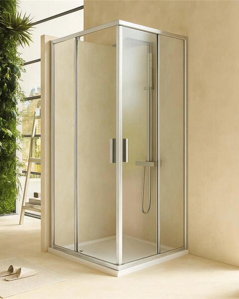 Box doccia 100x100 Rio doppio scorrevole vetro 6 mm trasparente H 195 cromo