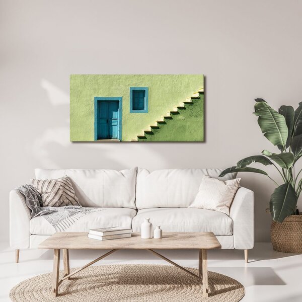 Quadro su tela – Facciata verde con finestra