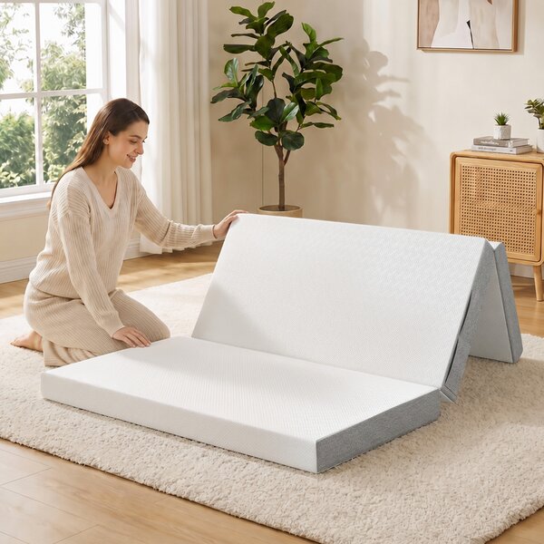 HOMCOM Materasso Pieghevole 195x120cm, 10cm, Rivestimento Lavabile, Ideale per Ospiti/Campeggio | Aosom Italy