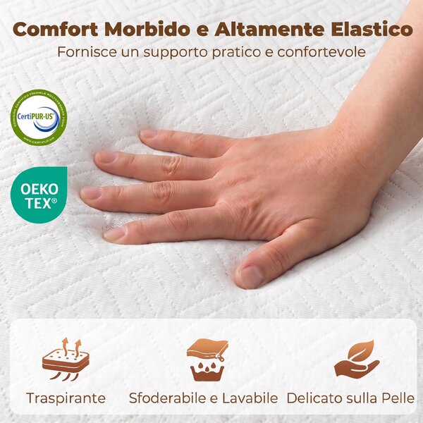 HOMCOM Materasso Pieghevole 195x120cm, 10cm, Rivestimento Lavabile, Ideale per Ospiti/Campeggio | Aosom Italy