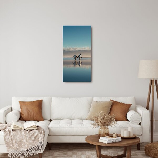 Quadro su tela – Pinguini in paesaggio invernale