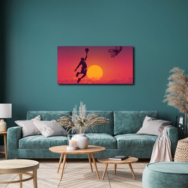 Quadro su tela – Giocatore di basket al tramonto