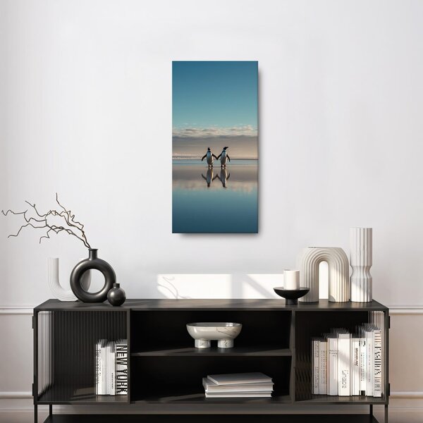 Quadro su tela – Pinguini in paesaggio invernale