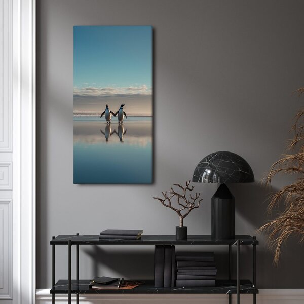 Quadro su tela – Pinguini in paesaggio invernale