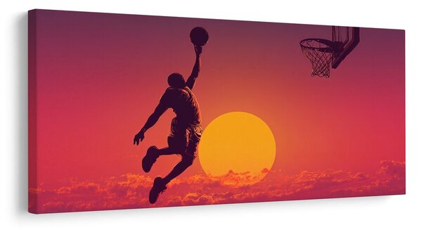 Quadro su tela – Giocatore di basket al tramonto