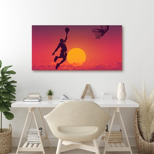 Quadro su tela – Giocatore di basket al tramonto