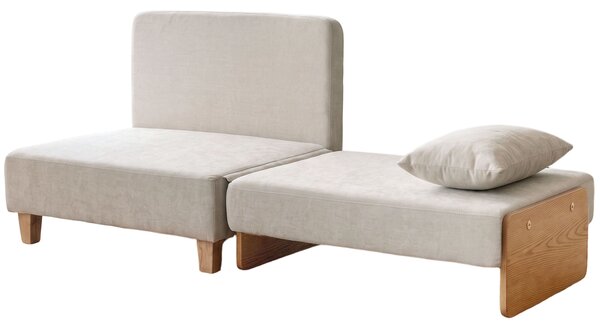 HOMCOM Poltrona Letto Singolo 2 in 1 Pieghevole con Cuscini, Salvaspazio in Tessuto Misto Lino-Velluto, Crema | Aosom Italy
