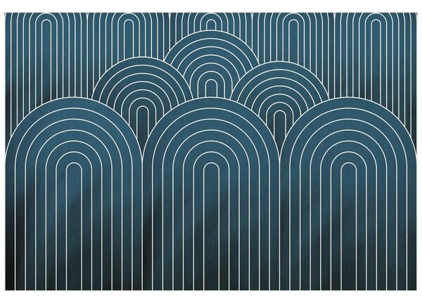 Carta da parati – Motivo arcobaleno blu Mid-Century