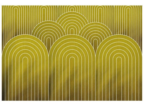 Carta da parati – Motivo arcobaleno senape Mid-Century