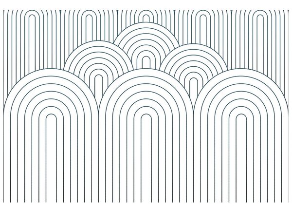 Carta da parati – Motivo arcobaleno bianco-blu Mid-Century