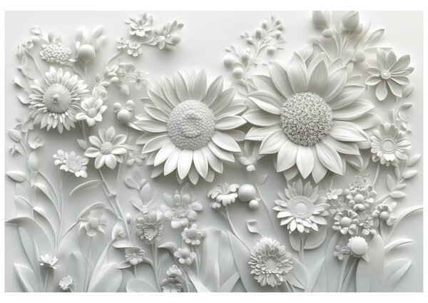 Carta da parati – Fiori bianchi 3D