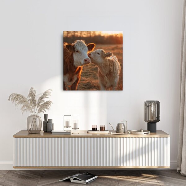 Quadro su tela – Mucche nella luce del crepuscolo