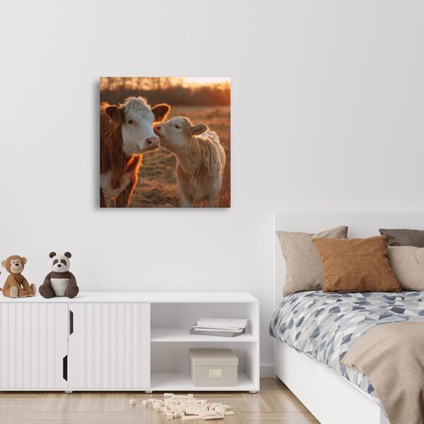 Quadro su tela – Mucche nella luce del crepuscolo