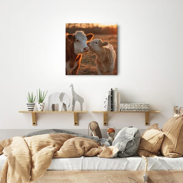 Quadro su tela – Mucche nella luce del crepuscolo