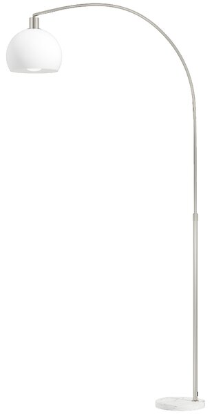 HOMCOM Lampada da terra curva con interruttore a pedale e base in marmo, bianco | Aosom Italy