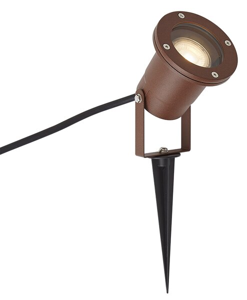 Faretto da giardino moderno marrone ruggine con cavo e spina 204cm IP65 - Basic