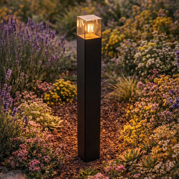 Lampada da esterno da terra nera 70 cm IP44 con vetro fumé - Denmark