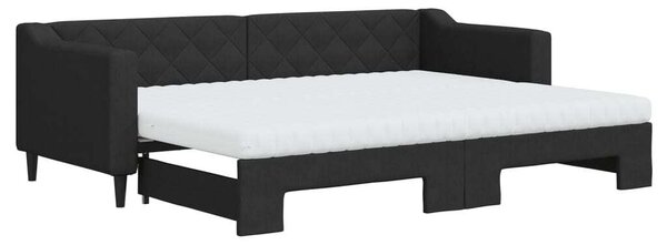 VidaXL Divano letto estraibile con materasso Nero 80x200 cm Tessuto