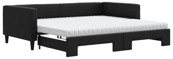 VidaXL Divano letto estraibile con materasso Nero 100x200 cm Tessuto