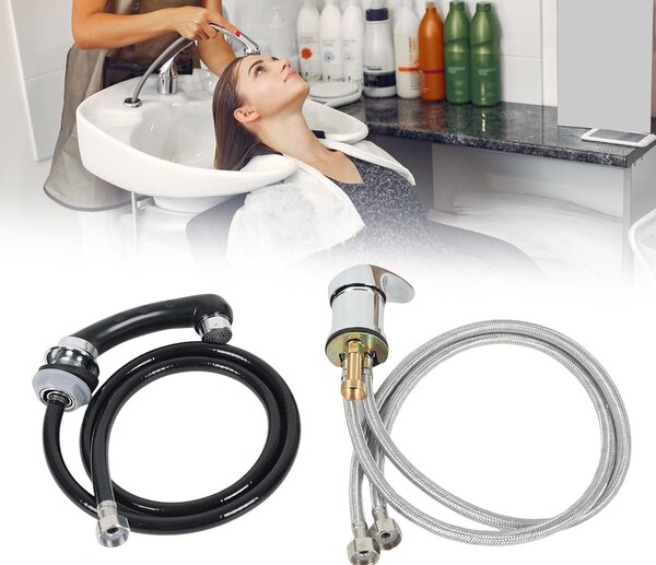 Set di rubinetti, set di rubinetti per parrucchieri, soffione doccia con tubo flessibile, miscelatore per acqua calda e fredda