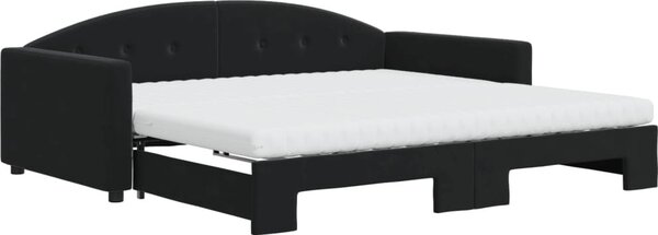 Divano Letto Estraibile con Materassi Nero 100x200 cm Velluto