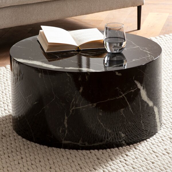 FineBuy Tavolino da salotto MONOBLOC 60x60x30 cm Tavolino da salotto di design Nero Rotondo Tavolino da salotto Tavolino da caffè Moderno