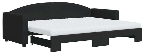 Divano Letto Estraibile con Materassi Nero 80x200 cm Tessuto