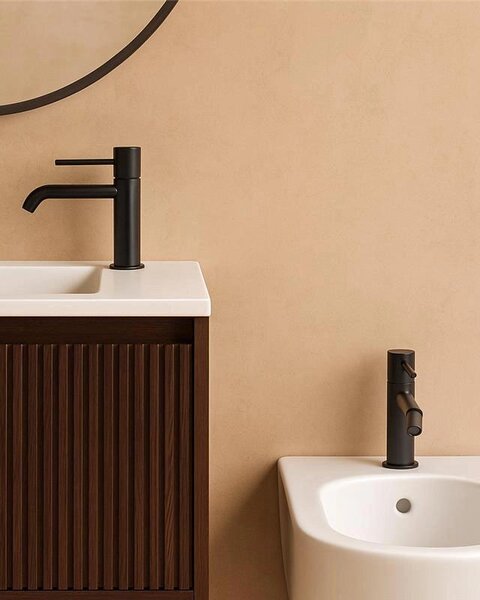 Coppia rubinetti lavabo e bidet senza scarico ottone nero opaco Memo