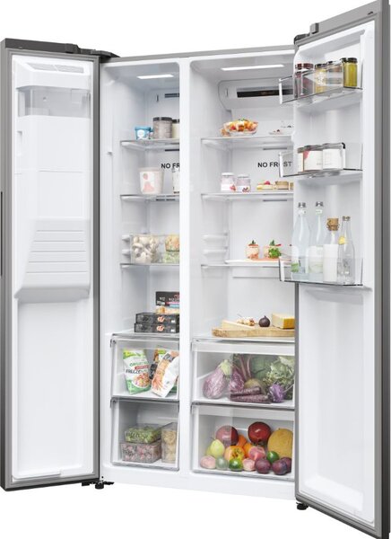 Haier Frigorifero Americano Side by Side Capacit 515 Litri Classe energetica E No Frost colore Inox Platino - SBS 90 Serie 3 HSR3918EIMP