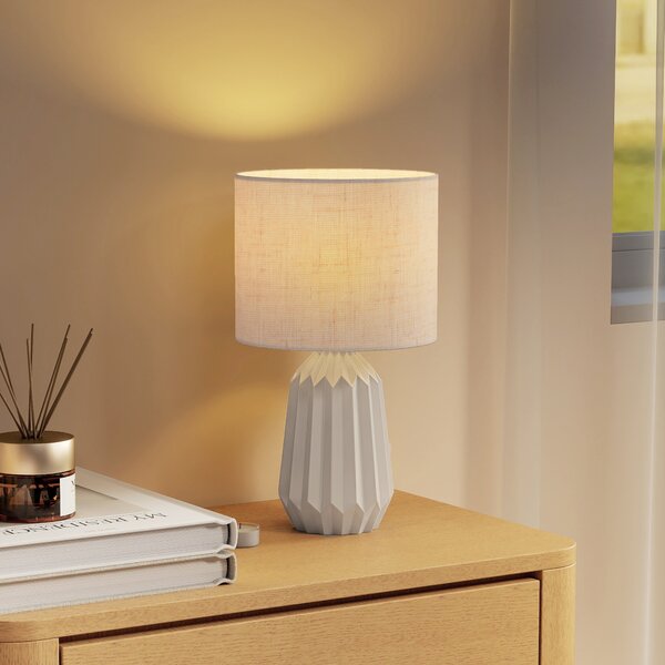HOMCOM Lampada da tavolo con paralume in lino e interruttore, beige | Aosom Italy